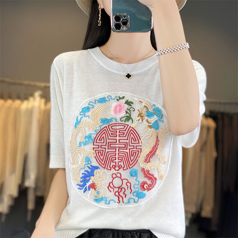 2025年夏季不连帽女士圆领通勤休闲时尚百搭短袖，女装T恤，森墨