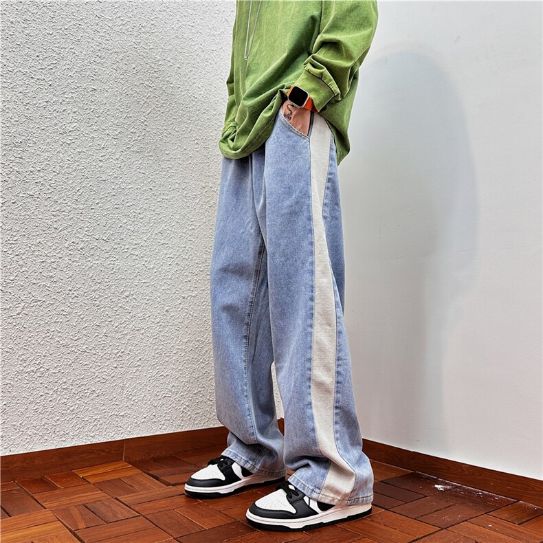 k1026-p50-控68M-5XL港风高阶黄泥黑暗宽松牛仔裤,男装牛仔裤,星座116