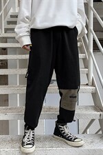 【】A003-HZ7221-P50新款拼接印花休闲裤女模，男装休闲裤，电商A003