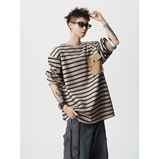 TWY19特P45控88圆领条纹polo圆领情侣卫衣宽松外套男100聚酯，女装短外套，电商B370