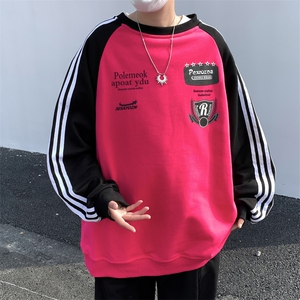 美式复古潮牌长袖卫衣男春季小众设计感圆领撞色上衣 W8093-P38图片