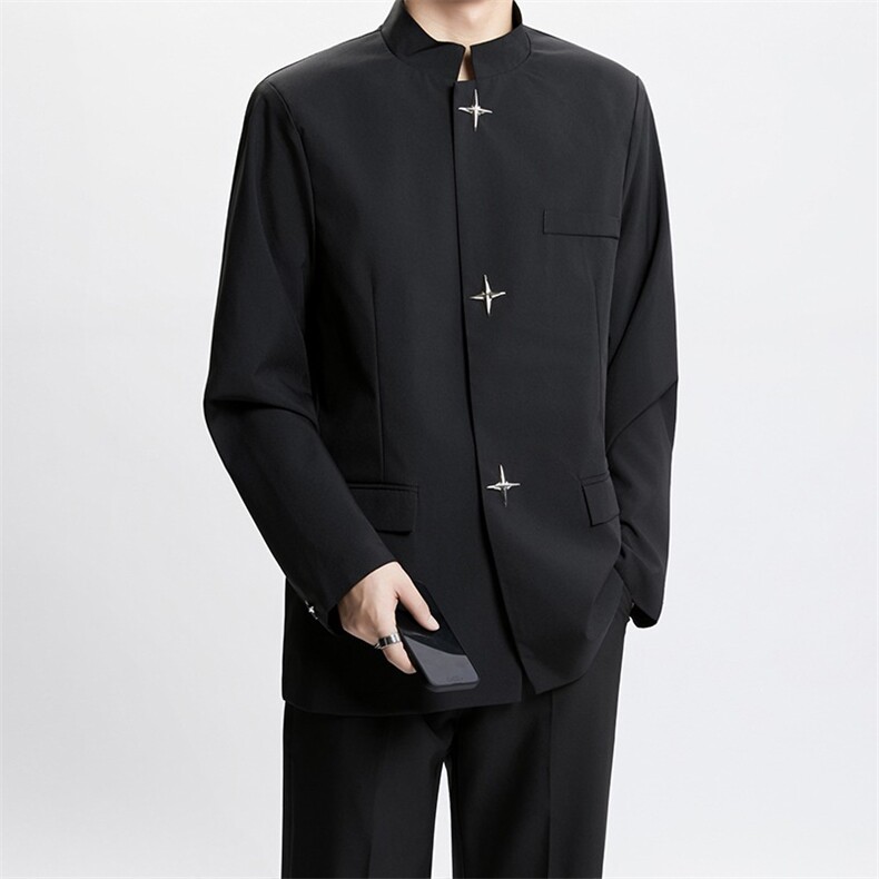 西装外套男设计感金属扣垫肩西服小众高级立领中山装6122P62,男装西服,星座410-2