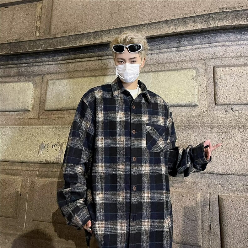 秋冬季重磅美式贴布拼接工装衬衫男长袖痞帅男衬衣,男装衬衫,星座716-2