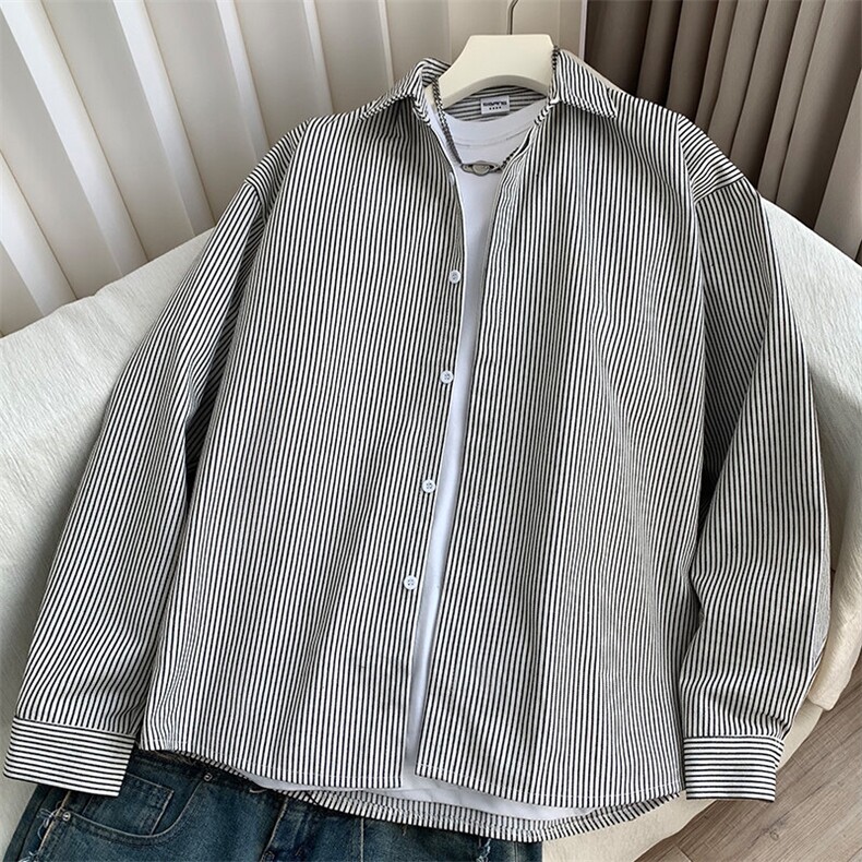 条纹长袖衬衫男 xh102-特p：40图片