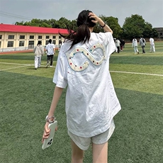 万针全刺绣工艺抖音得物高品质260克重磅纯棉双纱美式高街短袖T恤，男装T恤，电商A486