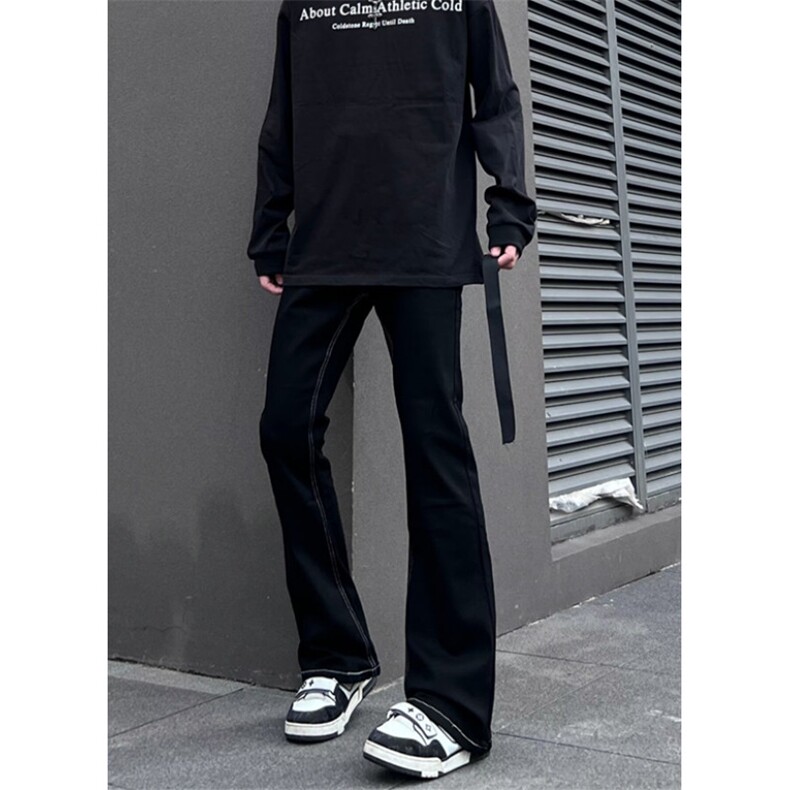 长飘带微喇叭牛仔裤男潮牌直筒修身显瘦拖地微喇长裤KH808,男装牛仔裤,星座1116A（原606A-3）