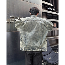 2025秋冬小众解构设计感立领垫肩牛仔夹克短款外套A025-Y75-P88，男装夹克，电商A025