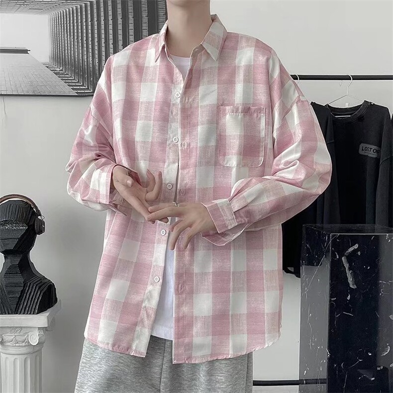 长袖衬衫男港风日系外套C8011P32图片