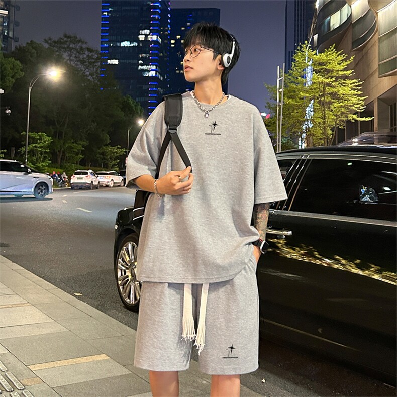套装！华夫格套装短袖T恤短裤男TZ190-特P38,男装牛仔裤,电商B367