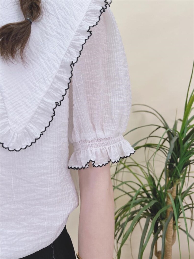 现货夏季新款娃娃领衬衫，女装衬衫，蘑小菇