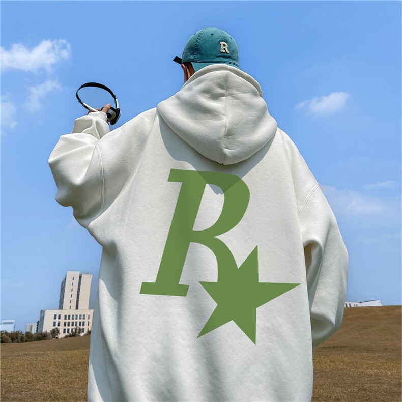 ！秋季重磅宽松大码港风R星印花连帽卫衣LW134-特p35,男装卫衣,星座508（原C305）