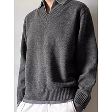 1506A/G续战D990/P53美式复古cleanfit设计感假两件V领毛衣，男装针织衫/毛衣，星座1506A