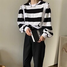 秋冬款条纹撞色卫衣，均码，女装卫衣/绒衫，ottfree