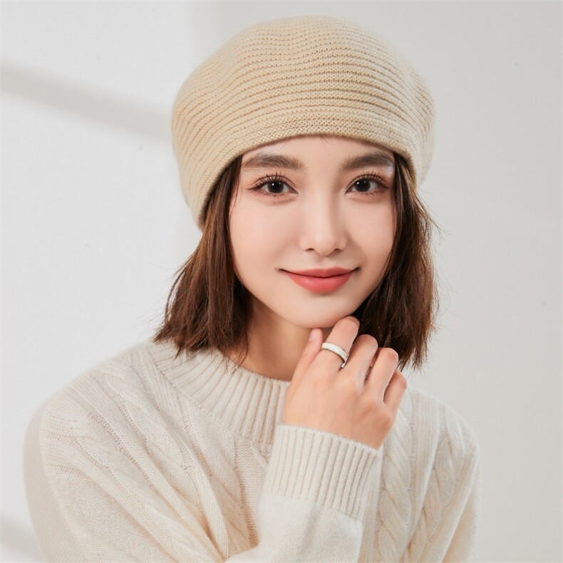 秋冬季新款优雅百搭羊绒贝雷帽简约时尚保暖女帽,饰品帽子,润匹羊绒