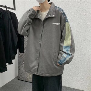 夹克外套春秋2021新款宽松腰果花拼接灯芯绒棒球服ins  W1826-P58图片