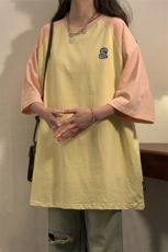 1中性风插肩袖S立体贴标T恤女大码SM-5XL短袖T恤男DT8777P28控49，男装T恤，星座226-2