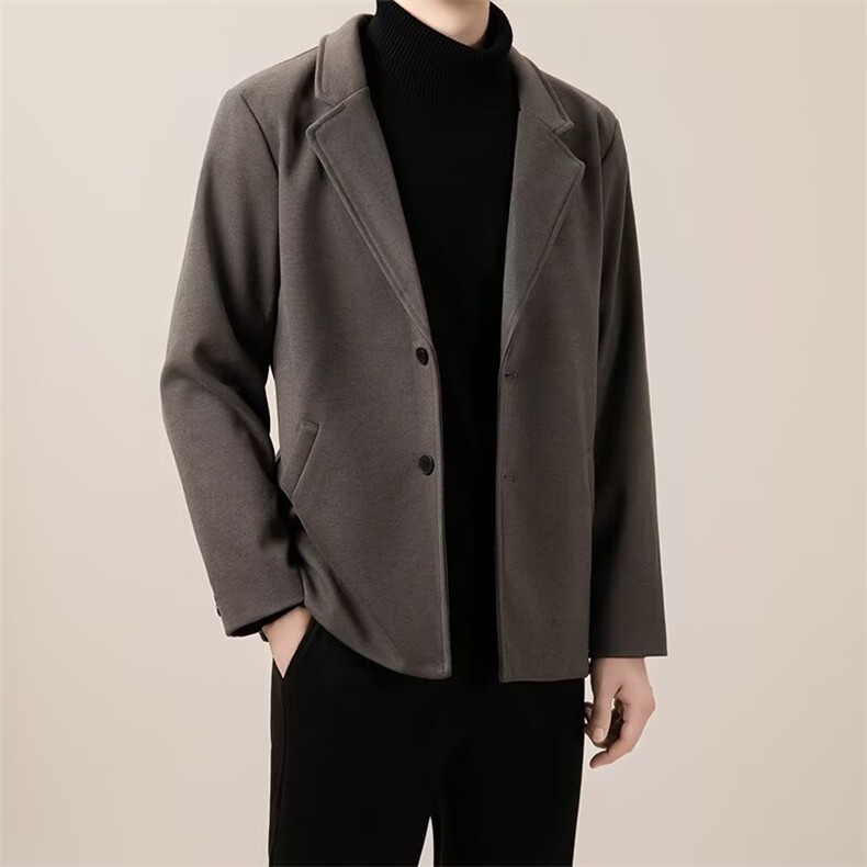 毛呢外套男冬季韩版潮流呢料西装外套男呢子风衣加厚ins潮流男装，男装西服套装，星座813-2