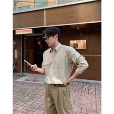 衬衫男士长袖春夏季休闲外套潮雅痞韩版帅气宽松衬衣824P45，男装衬衫，星座710