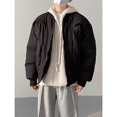 弧形飞行夹克棉服男美式高街cleanfit解构加厚保暖宽松棒球服外套，男装夹克，星座506A
