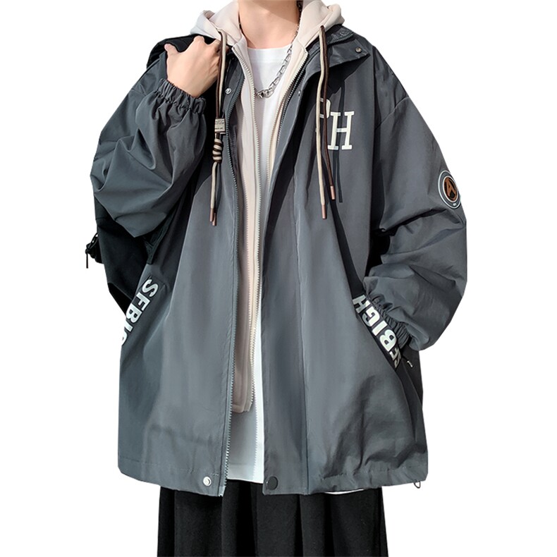 春秋季假两件连帽夹克大码新款夹克外套XZ102B-1-JK2681P85,男装夹克,星座102B-1