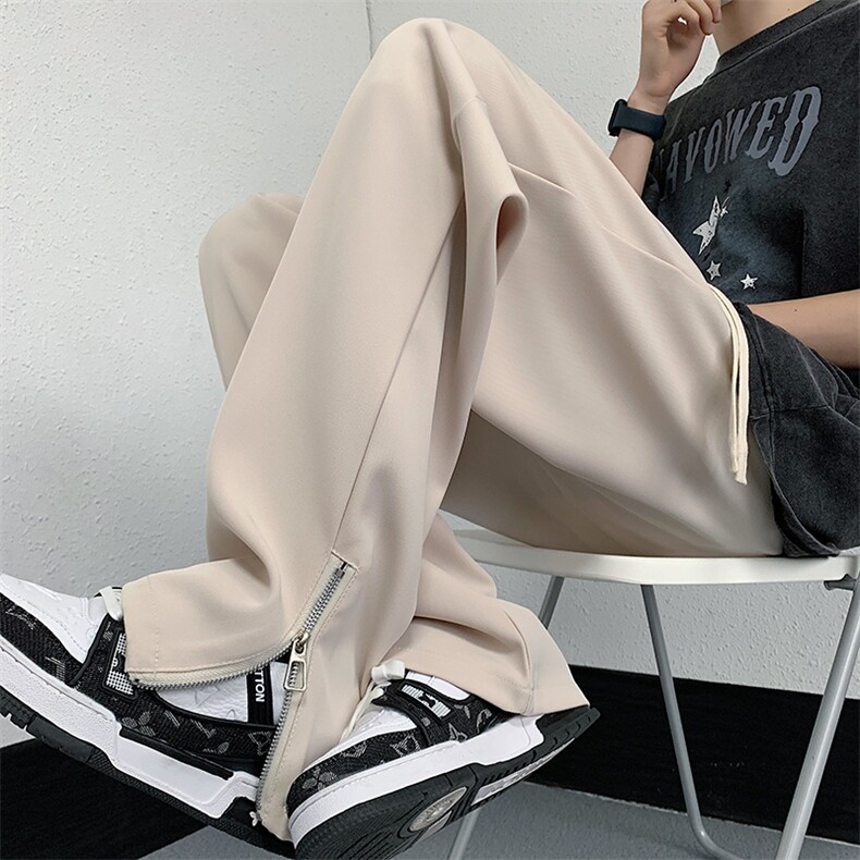 主推！夏季新款抖音品质裤脚拉链冰丝西装裤313A-1-NK112-P55控68,男装休闲裤,星座808A-1