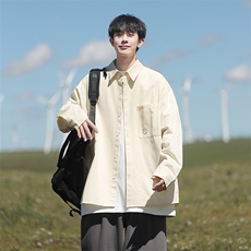 2025春款cityboy白色百搭纯色长袖衬衫宽松衬衣A017C6P58，男装衬衫，电商A017