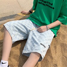 夏季复古百搭工装五分裤阔腿牛仔短裤男休闲宽松中裤 K3237-P38图片