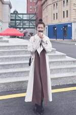 18号出货！2021春秋季撞色拼接设计感长款风衣165A-6568，女装风衣，浙宝123