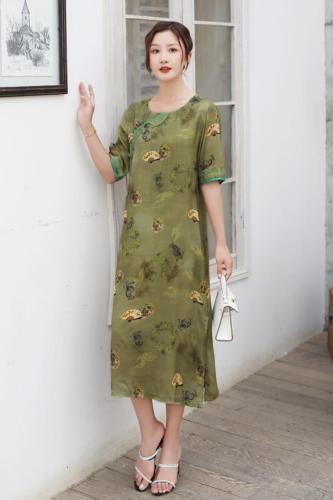 夏季香云丝大版妈妈款风旗袍款连衣裙,女装汉服/婚纱/旗袍/礼服,矢口日慧