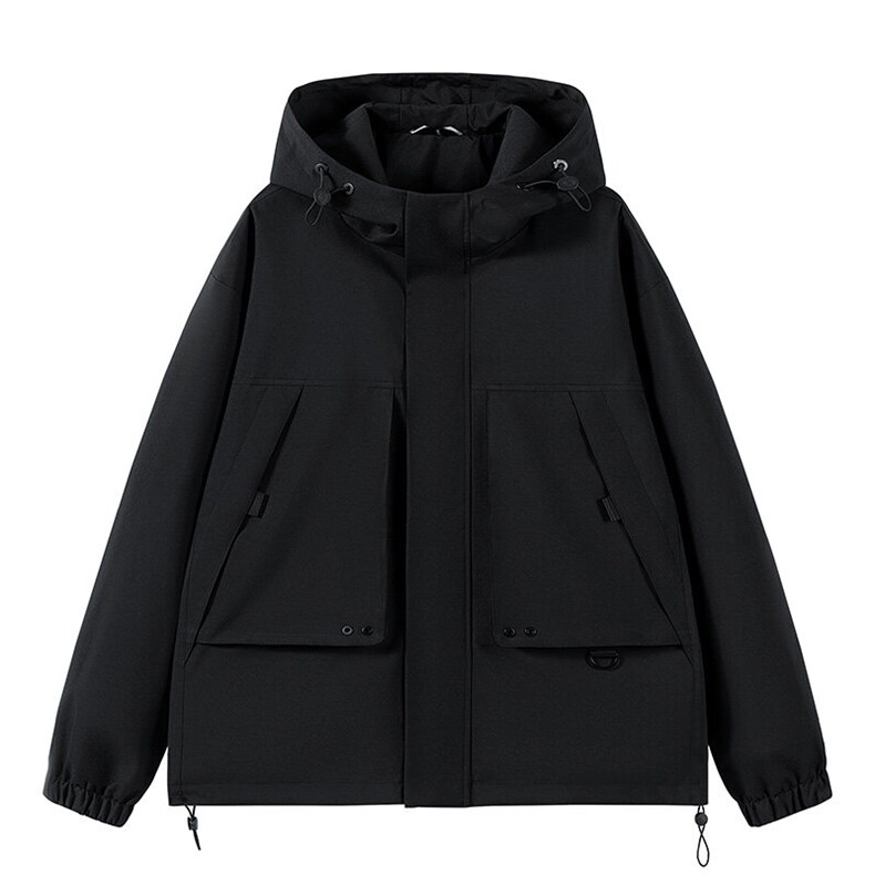 秋季冲锋衣连帽夹克男宽松落肩纯色上衣外套DSA157B-JK729-P70,男装夹克,电商A157B