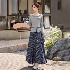 现货现货格子半身裙女收腰2026春装新款超火穿搭一整套裙，女装套装/套裙，伊仟回