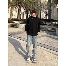 高级感金属侧拉链头拼接套头卫衣男韩版潮牌设计感半拉链上衣外套，女装短外套，星座601-1