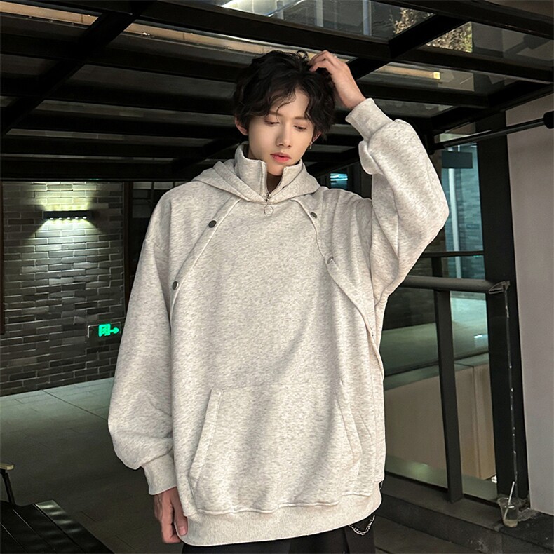 新品秋冬男士立领连帽卫衣常规p65加绒p75,男装卫衣,电商B319