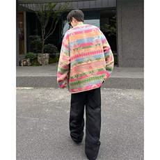 春季复古民族风撞色夹克时尚ins简约潮流慵懒原宿，男装针织衫/毛衣，星座716-4
