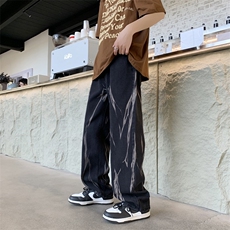 美式牛仔裤男潮流嘻哈高街扎染直筒裤潮牌ins拖地长裤NK10-P40，男装牛仔裤，星座1008