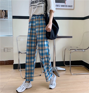 218-1-P25-GK06夏季宽松休闲格子裤图片