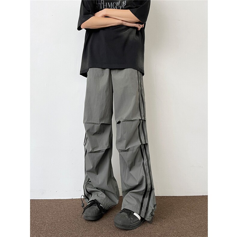 XZ502-K767-P45控68速干条纹撞色伞兵裤运动休闲裤尼龙阔腿裤4，男装休闲裤，星座502