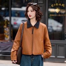 2025年皮衣外套女洗暖机车短款港风秋冬加棉皮衣夹克，女装皮衣，衣之秀
