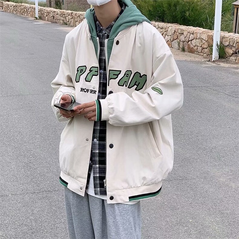 连帽外套男宽松休闲假两件衣服潮牌痞帅炸街春秋季夹克WT8030-p65,男装夹克,星座1008-1