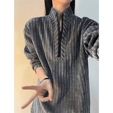 雪尼尔半拉链卫衣男女秋冬美式长袖t恤高级感重磅外套LE766-P39，男装T恤，星座1008