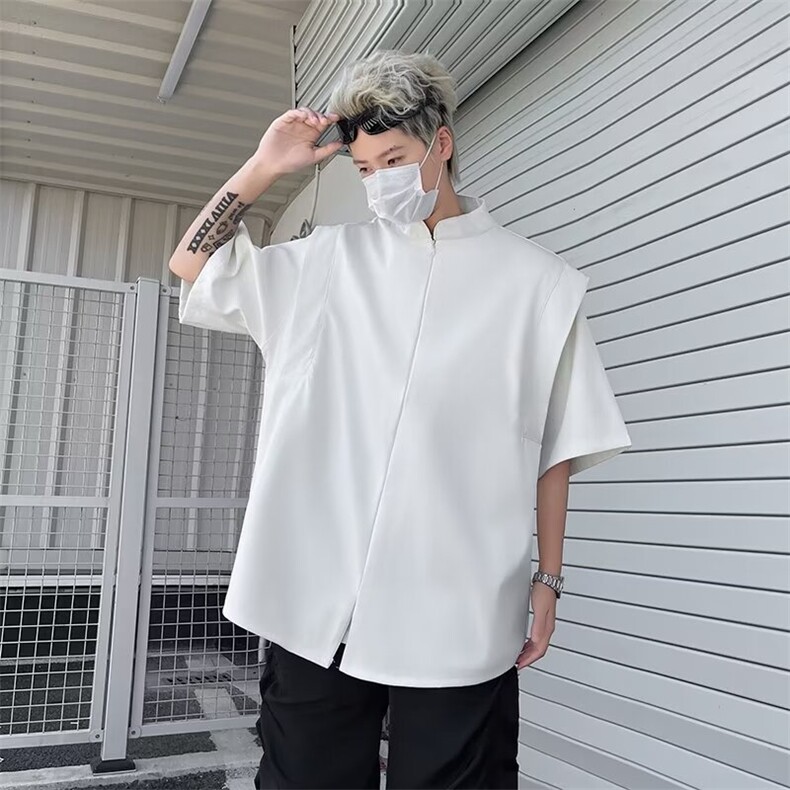 短袖衬衫男士夏季2024新款潮流休闲宽松衬衣痞帅上衣CY887-P49,男装衬衫,星座412-2