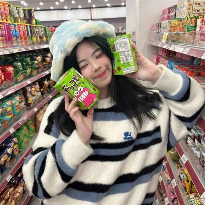 可爱小狗撞色条纹仿马海毛毛衣男女同款秋冬季情侣针织打底衫,男装针织衫/毛衣,星座506A