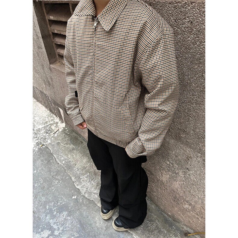 春秋双面穿格子外套男翻领休闲学生痞帅运动正反两穿夹克JK955,男装夹克,星座1116A（原606A-3）