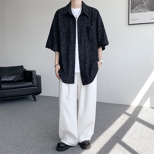 8XL-M肌理褶皱冰丝短袖衬衫男夏薄款半袖防晒衬衣外套DC28010P45图片