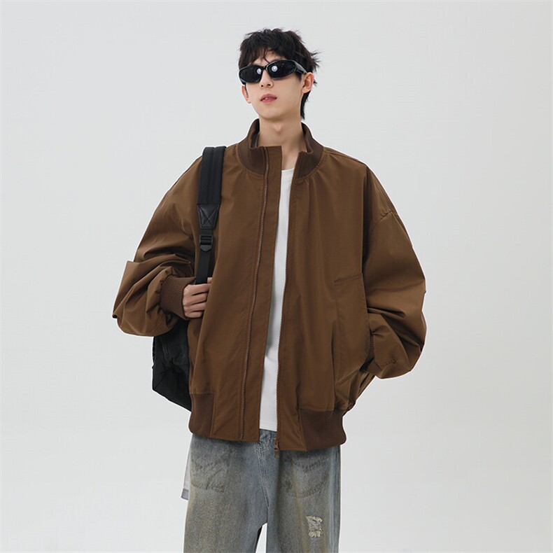 港风日系复古设计感拼接高领开衫夹克外套XZ213-JK4000-P60控88,男装夹克,星座213