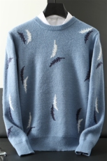 2025年秋季新款圆领长袖男士羽毛针织衫时尚都市，男装针织衫/毛衣，江杉羊绒