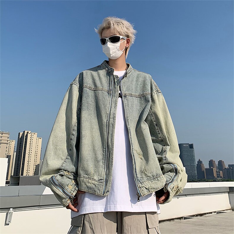 Wt8621-P75美式重工扎染短款牛仔夹克,男装夹克,星座1501-1