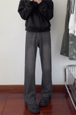 B221美式ins高街暗黑提花修身微喇牛仔裤LK24167-P60控78，男装牛仔裤，电商B221
