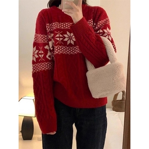 费尔岛圣诞套头毛衣男女秋冬针织衫上衣潮M9821-P52
