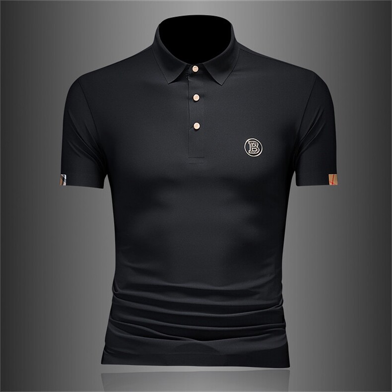 2025大码凉感主推款轻奢薄款无痕冰丝短袖T恤翻领Polo衫T0719-P68，男装Polo衫，电商D342